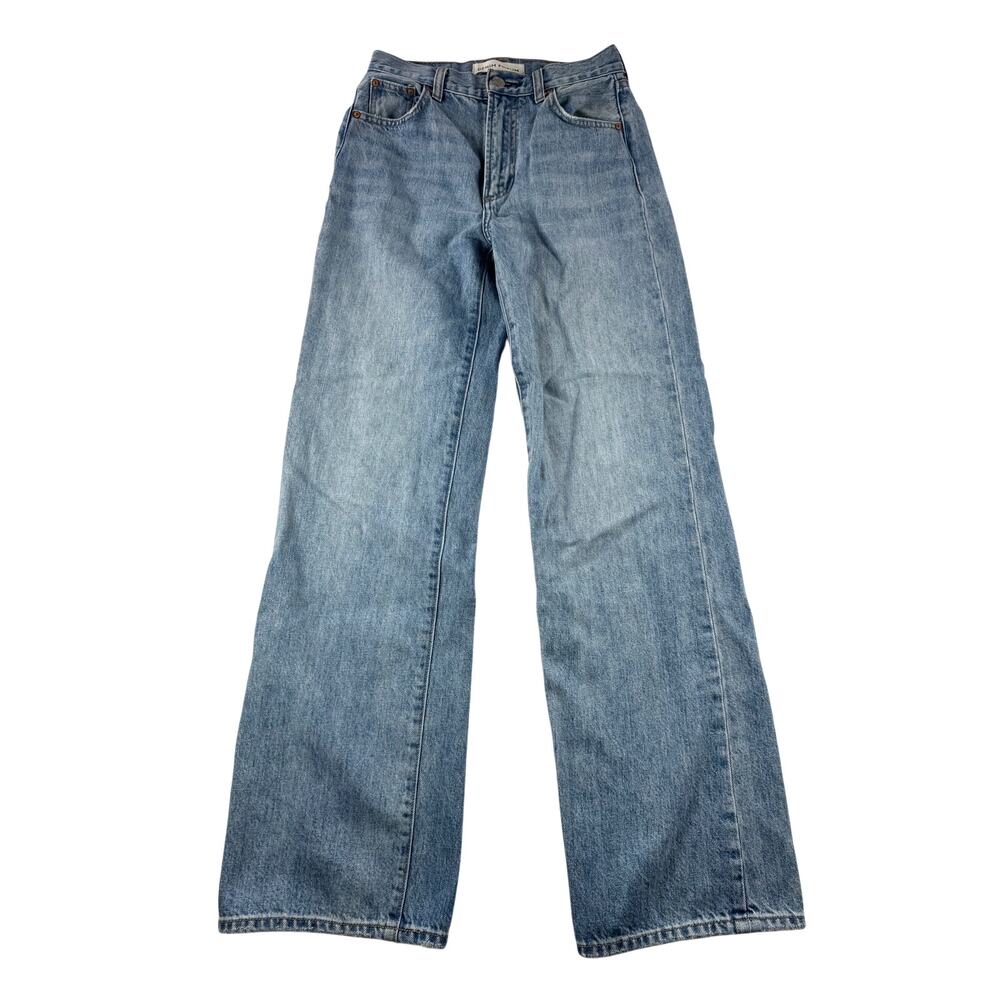 Aritzia Denim Forum The Farrah High Rise Wide Leg Jeans 23 Medium Light Wash
